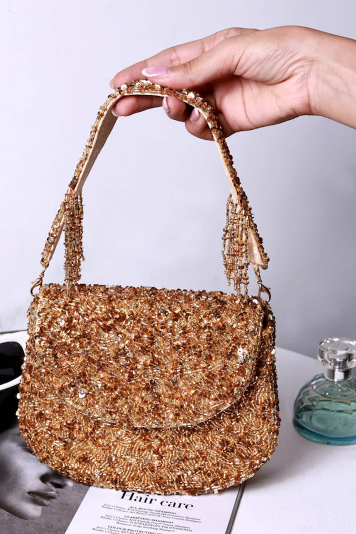 The Tan Clan Amy Gold Flapover Bag 