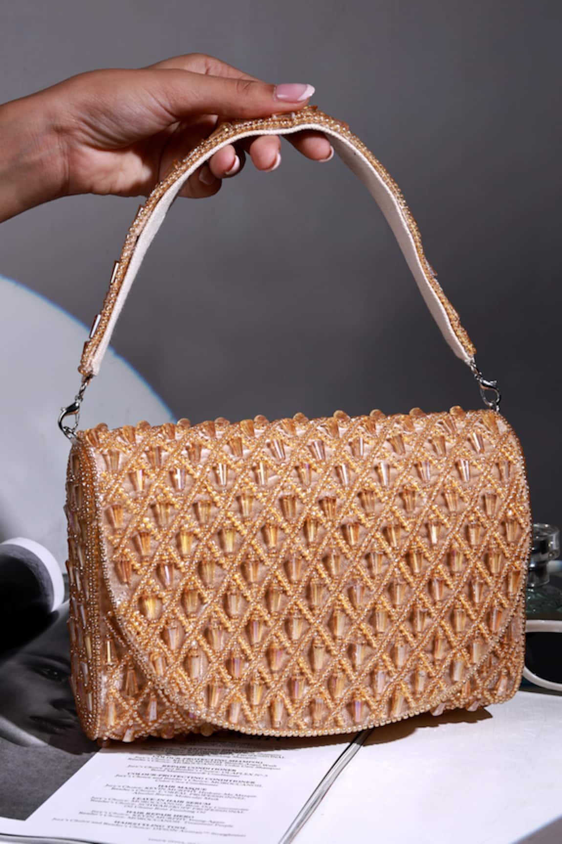 The Tan Clan Claire Gold Flapover Bag 