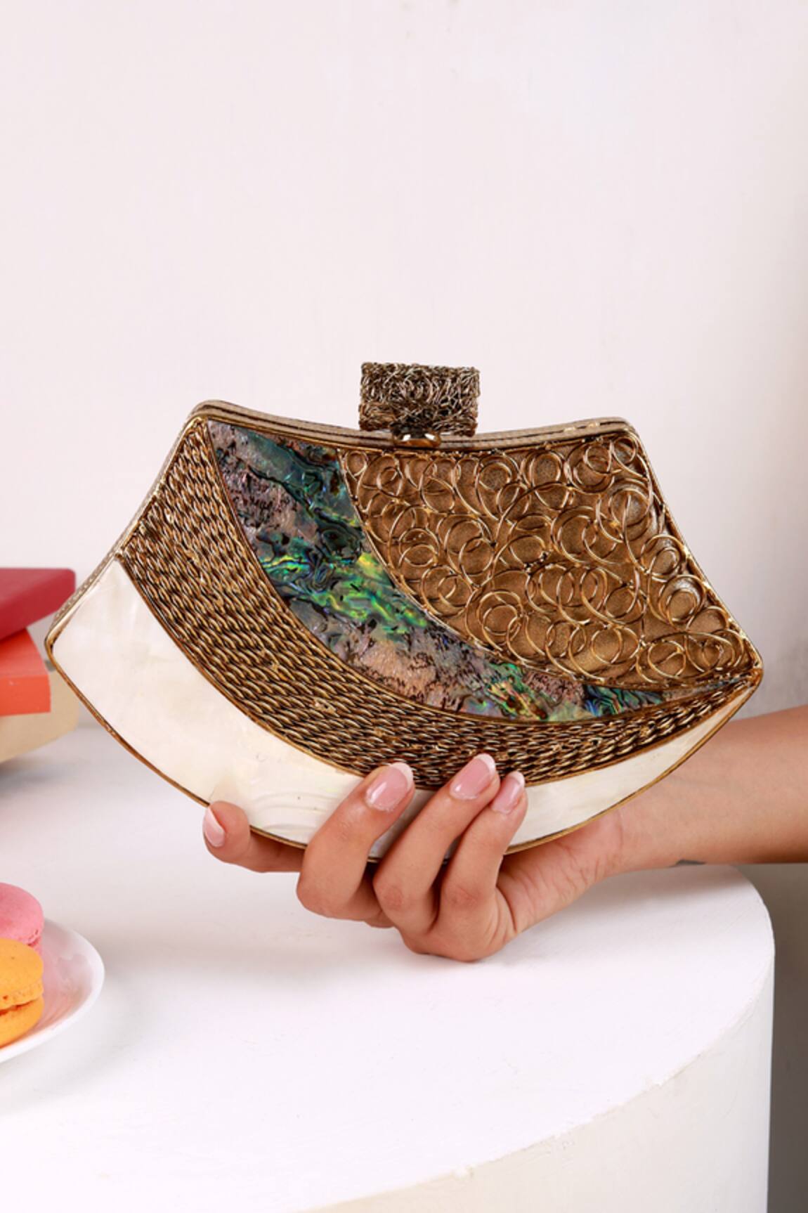 The Tan Clan Lynn Golden Brass Clutch 