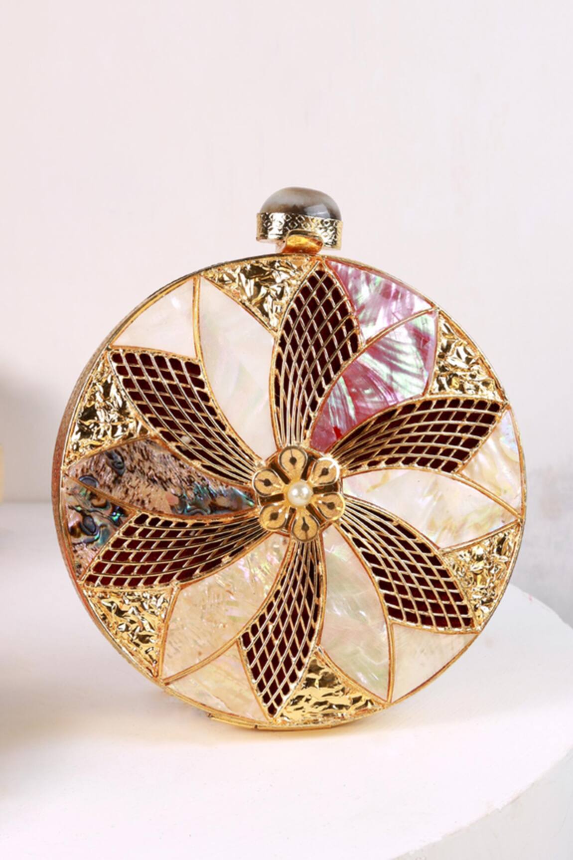 The Tan Clan Lisa Golden Brass Clutch 