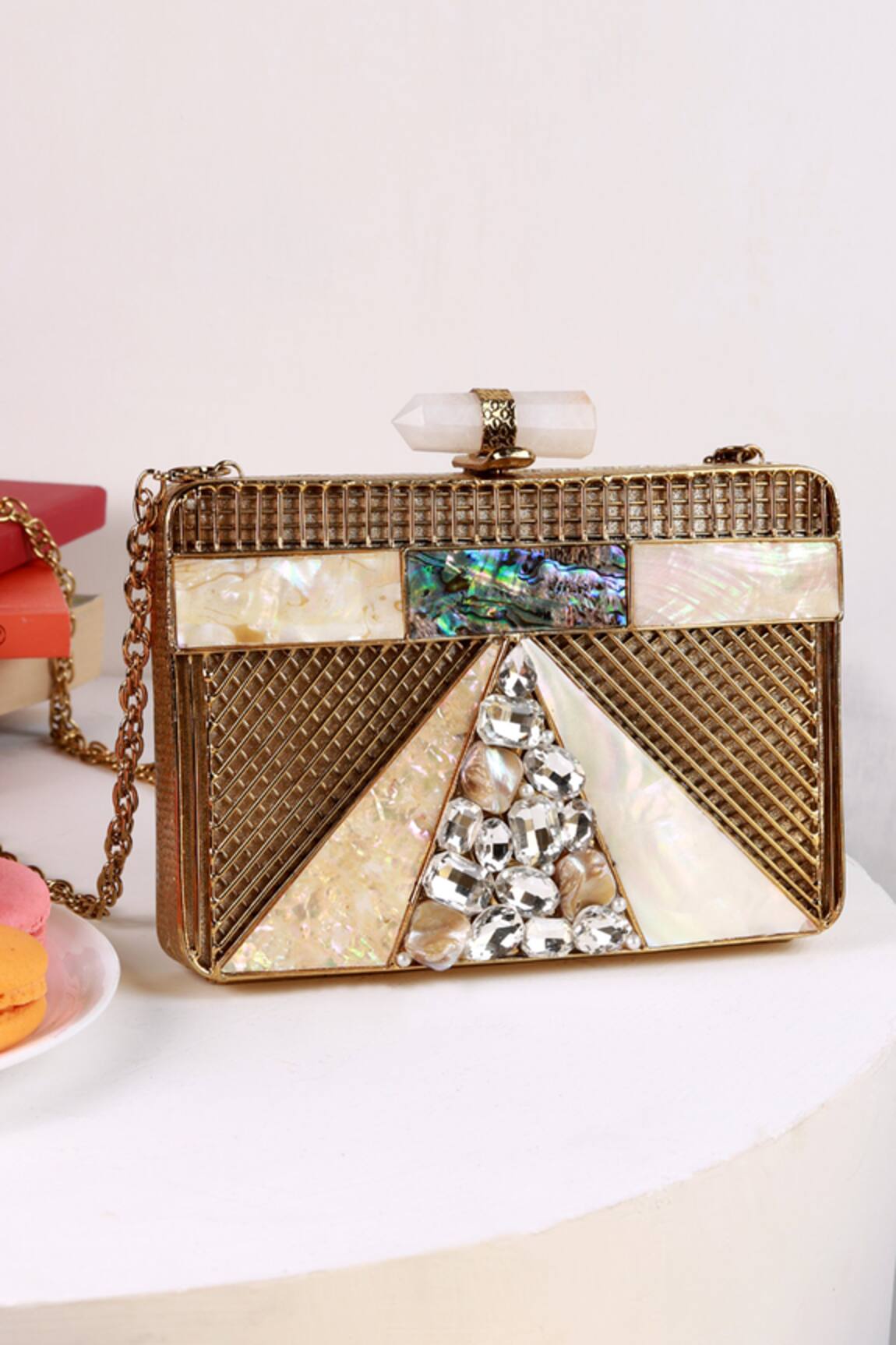 The Tan Clan Dina Brass Clutch 