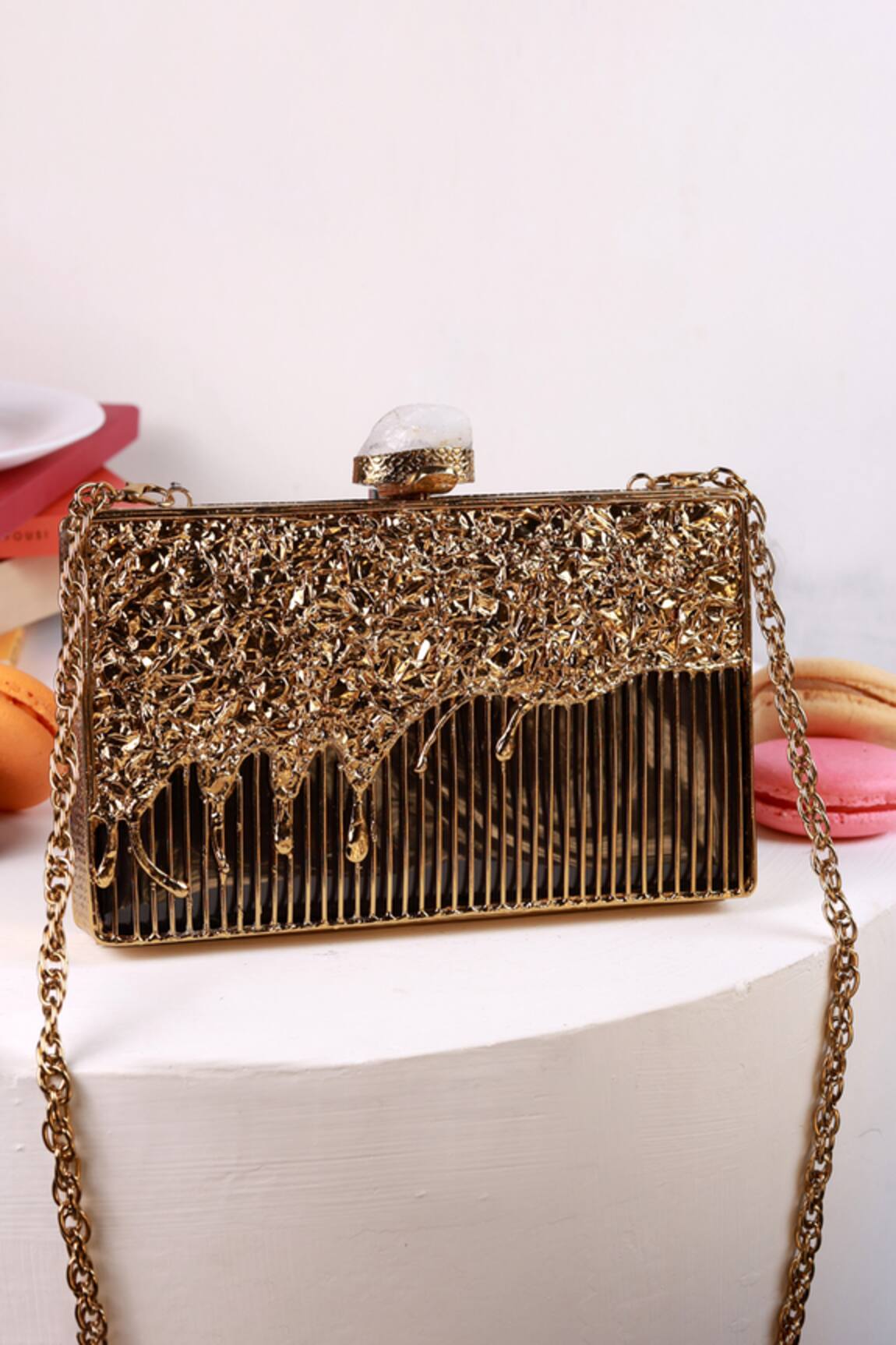 The Tan Clan Nayla Brass Clutch 