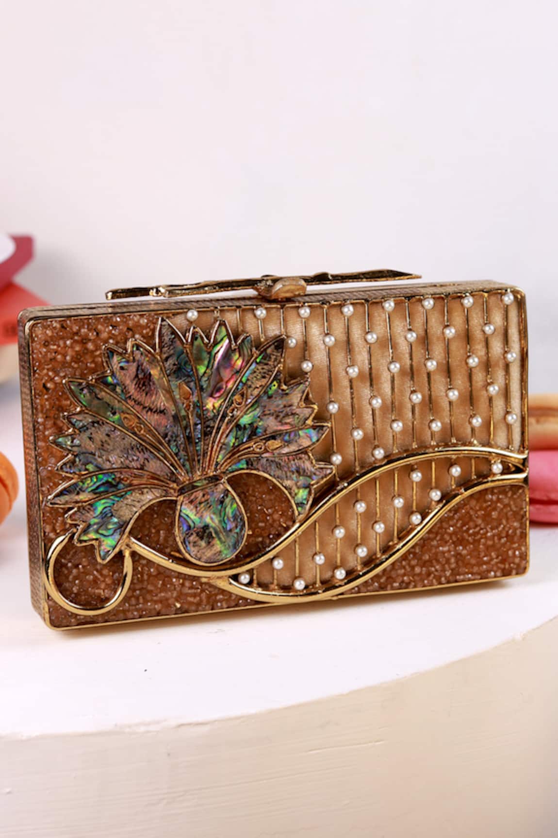 The Tan Clan Elena Brass Clutch 