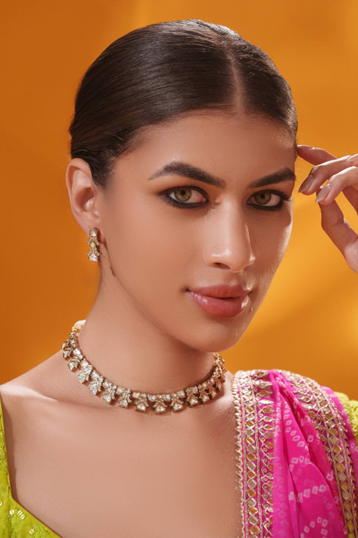 Zevar By Geeta Kundan & Polki Studded Necklace Set 
