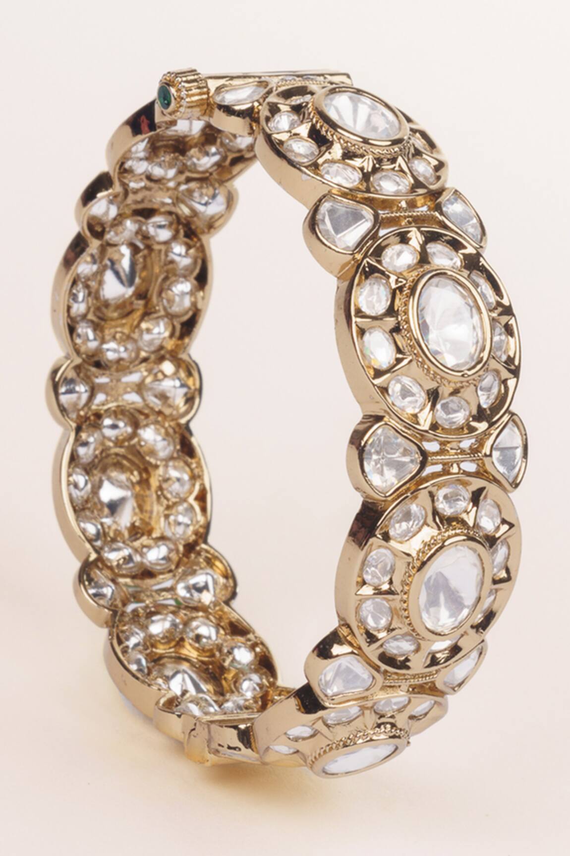 Zevar By Geeta Kundan & Polki Studded Bangles - Set of 2 