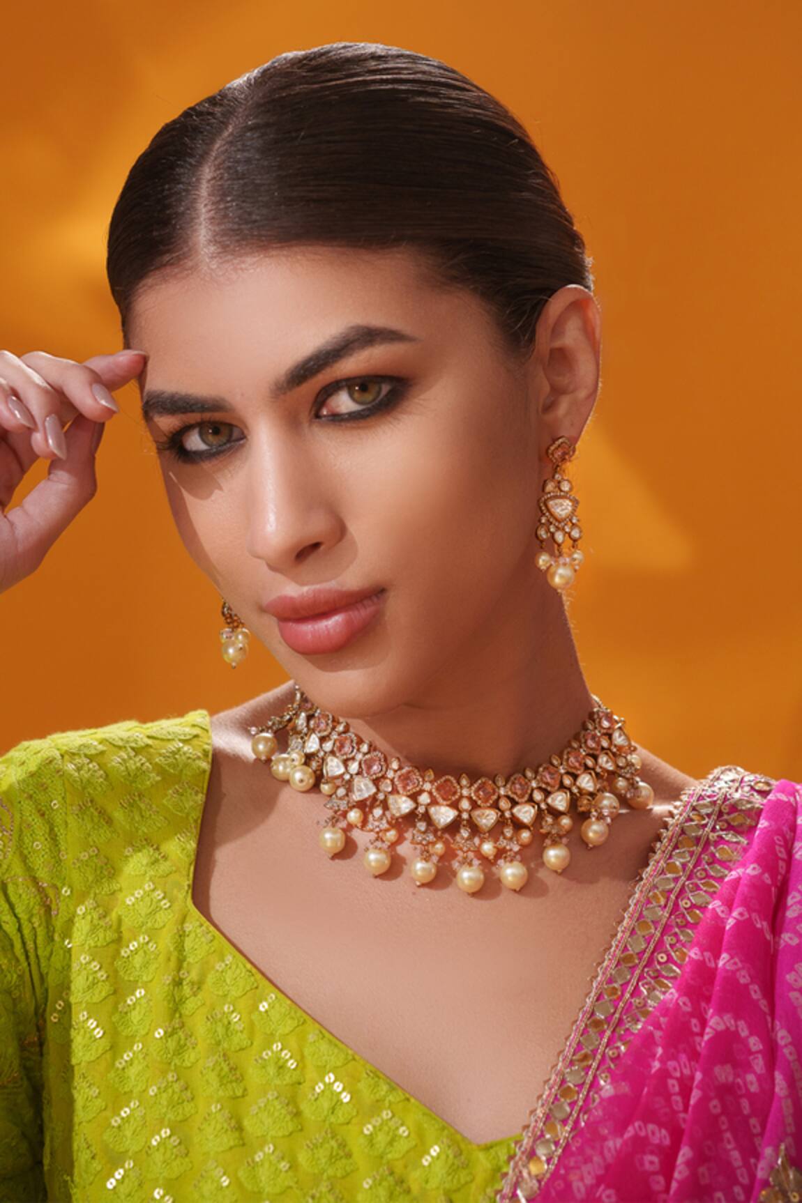 Zevar By Geeta Polki Studded Necklace Set 