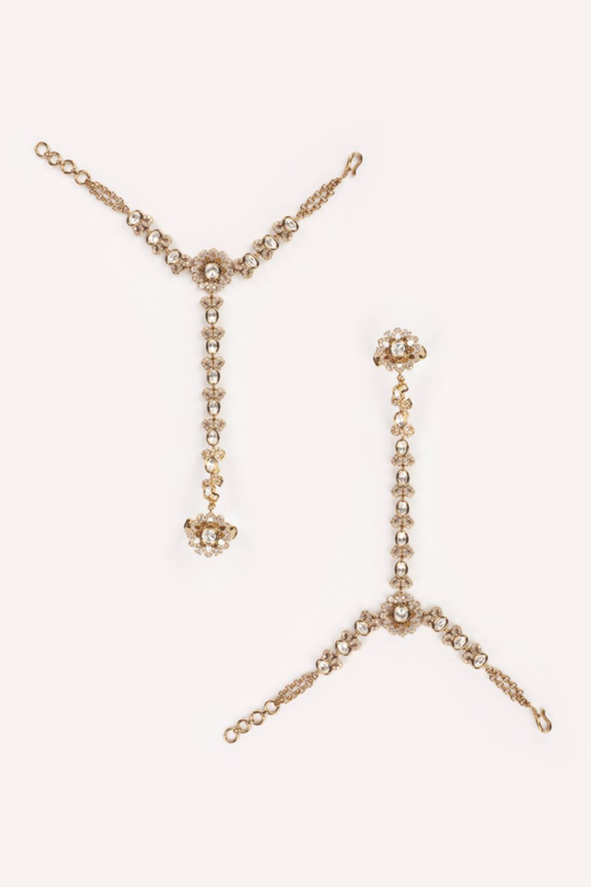 Zevar By Geeta Polki Studded Hathphools - Set of 2 