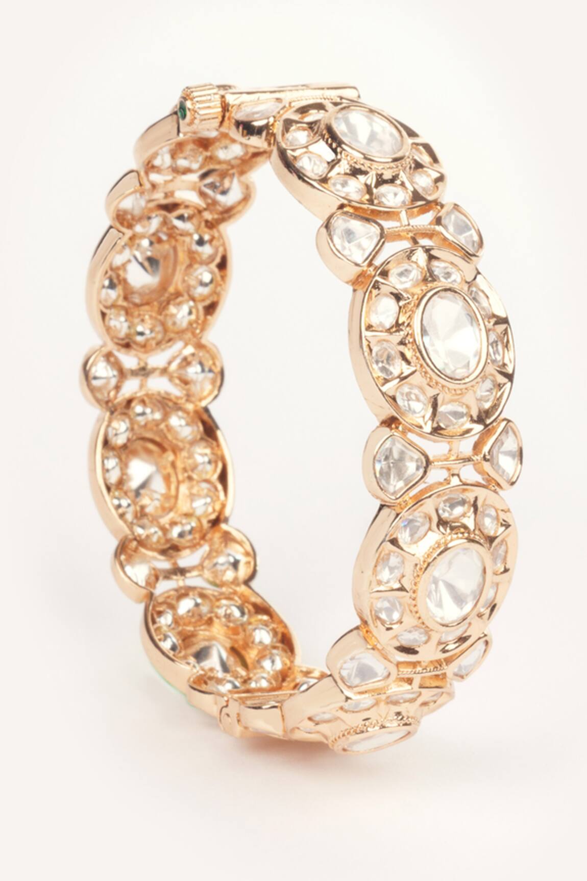 Zevar By Geeta Kundan & Polki Studded Bangles - Set of 2 