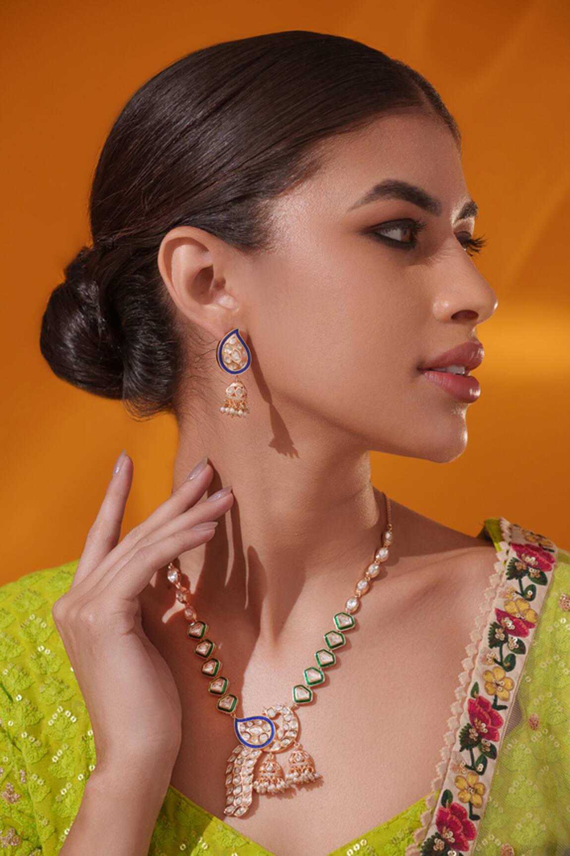 Zevar By Geeta Kundan Necklace With Earrings 