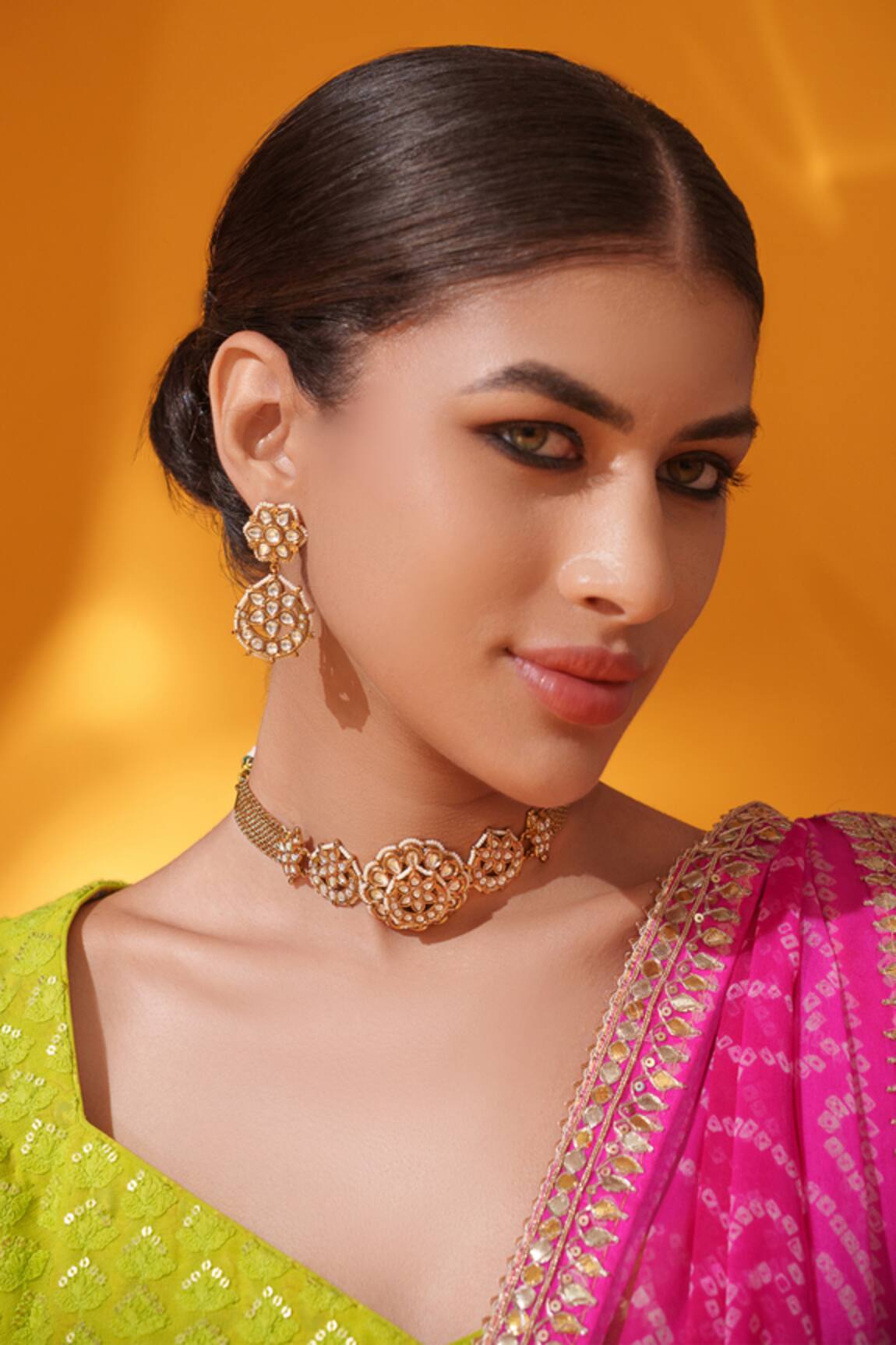 Zevar By Geeta Floral Carved Choker Set 