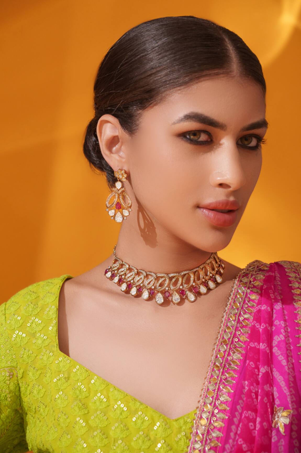 Zevar By Geeta Cutout & Teardrop Necklace Set 