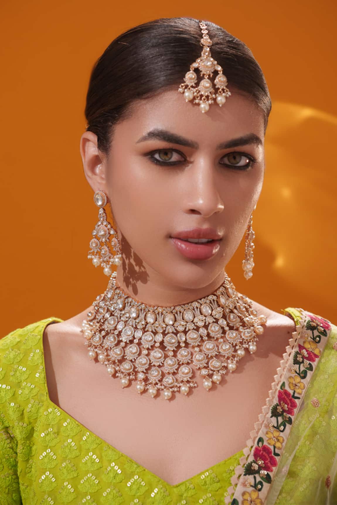 Zevar By Geeta Kundan & Polki Embellished Bridal Necklace Set 