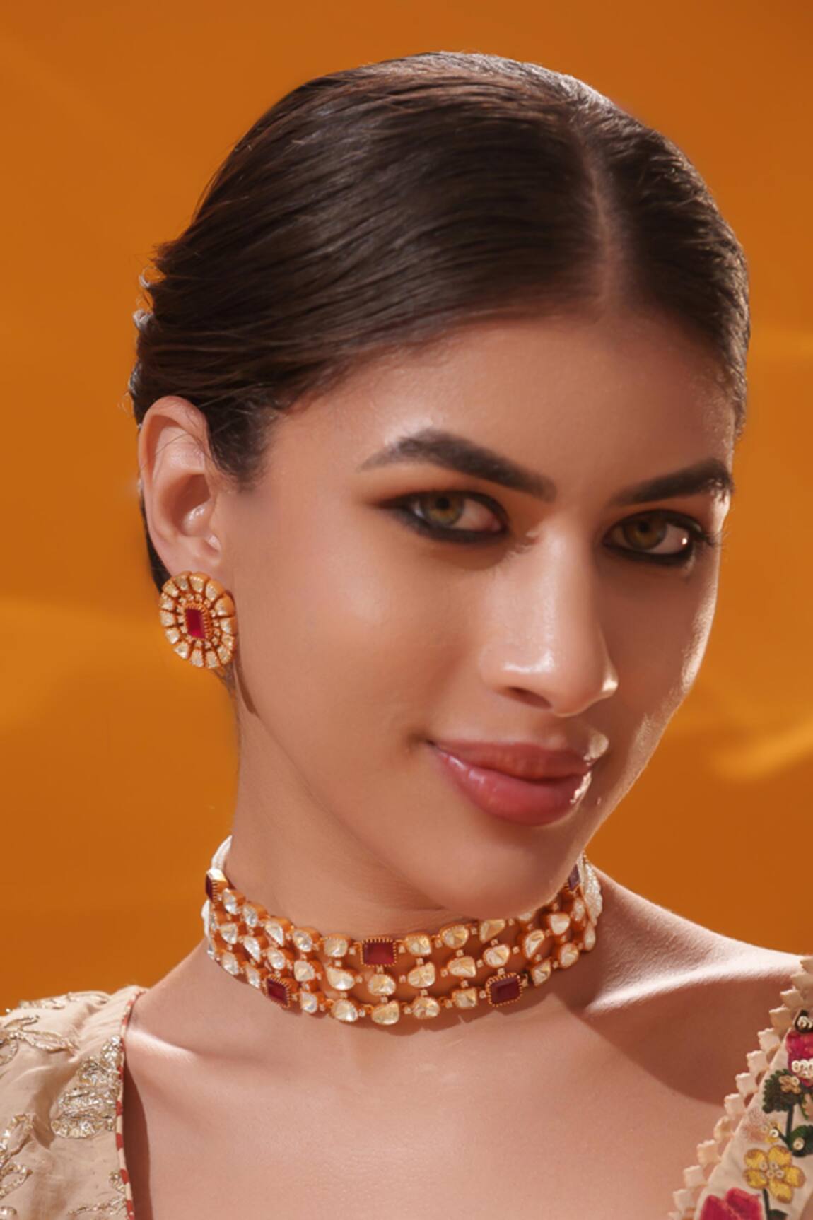 Zevar By Geeta Stone Studded Choker Set 