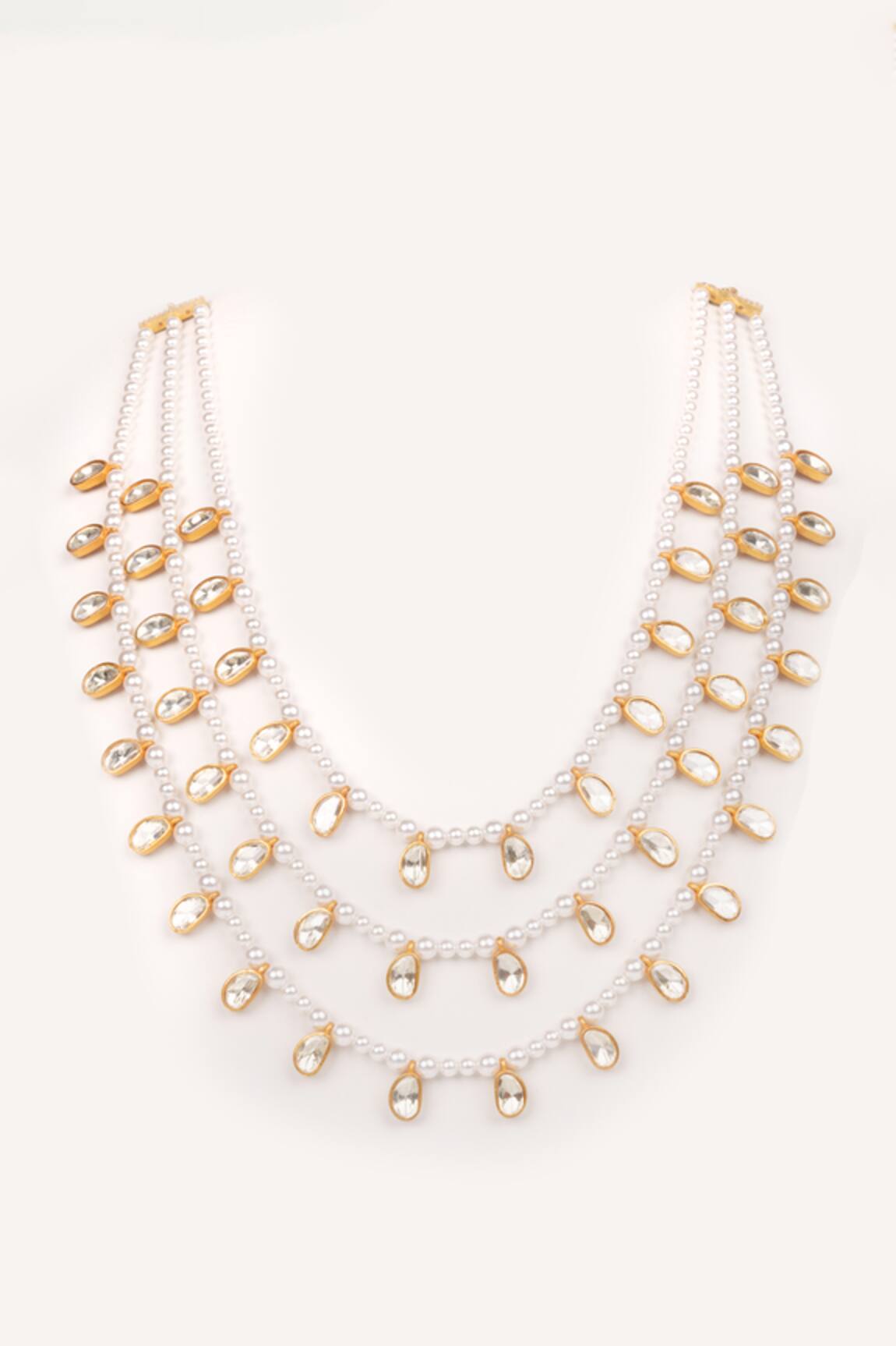 Zevar By Geeta Teardrop Layered Necklace Set 