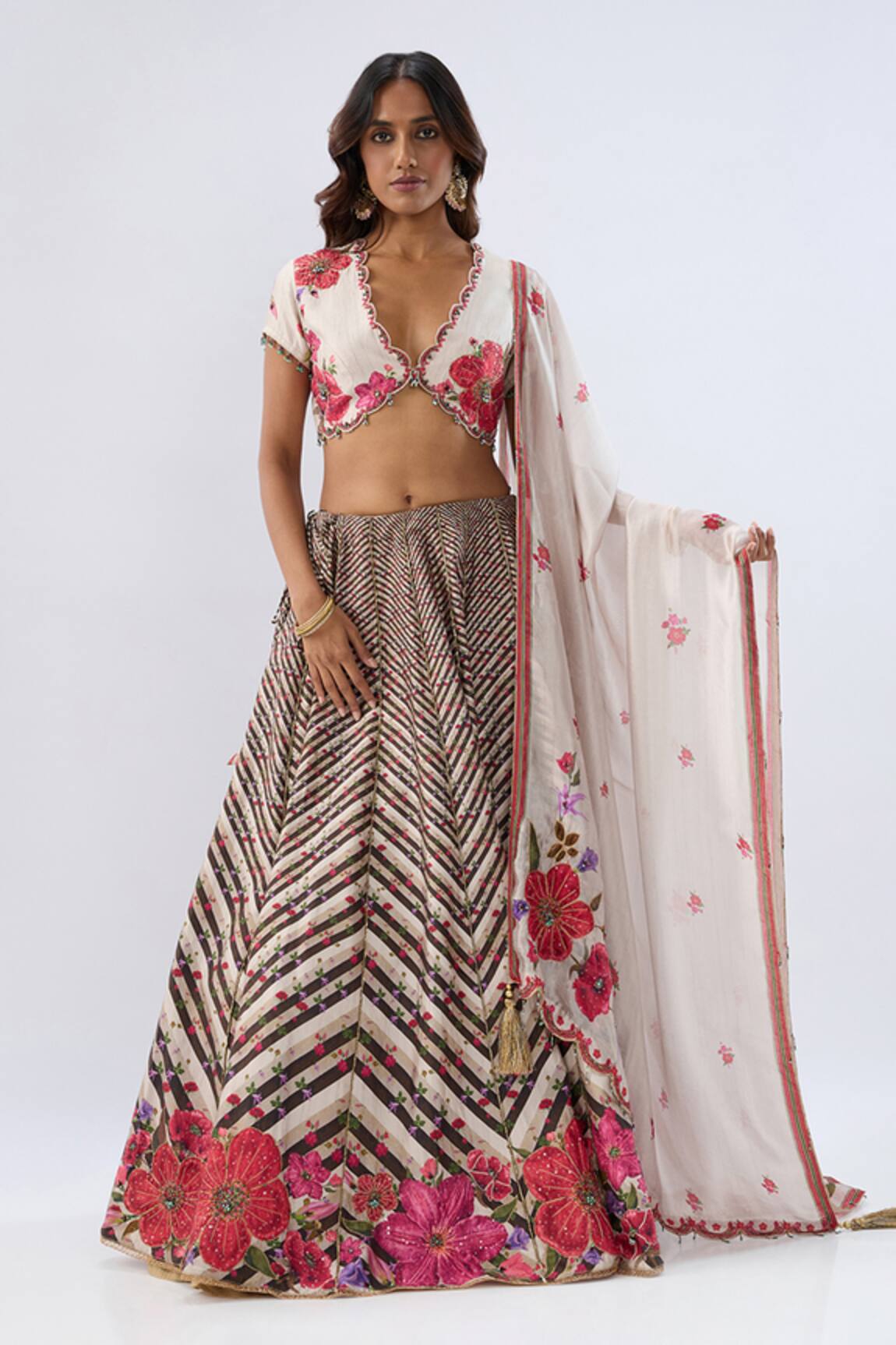 Label Niti Bothra Stripe Pattern Lehenga Set 
