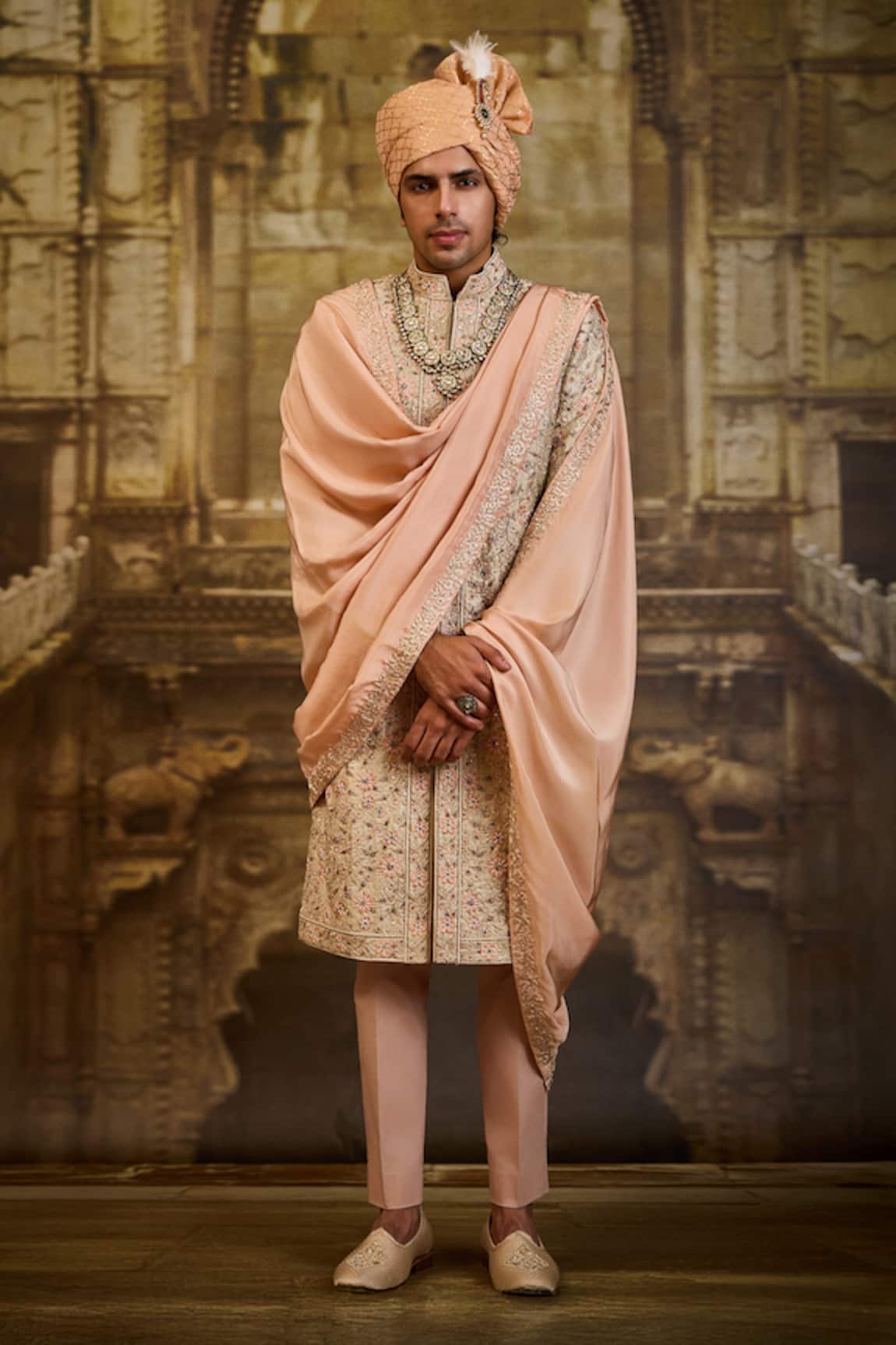 Nitika Gujral Floral Embroidered Sherwani Set 