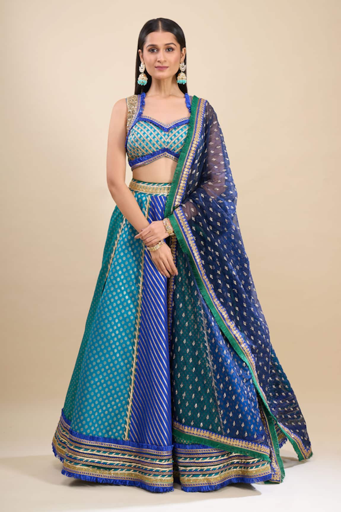 Samyukta Singhania Color Block Lehenga Set 