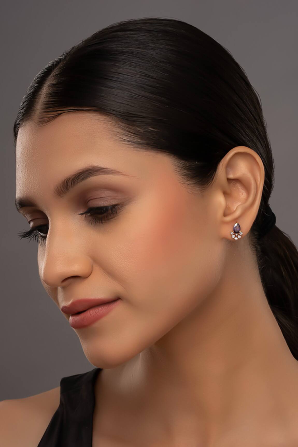 Sica Jewellery 925 Silver Miren Purple Stud Earrings 