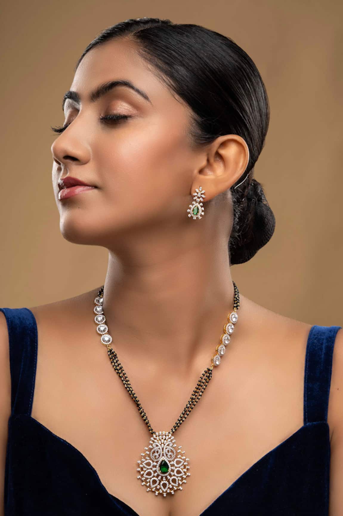 Sica Jewellery 925 Silver Devyani Mangalsutra & Earrings Set 