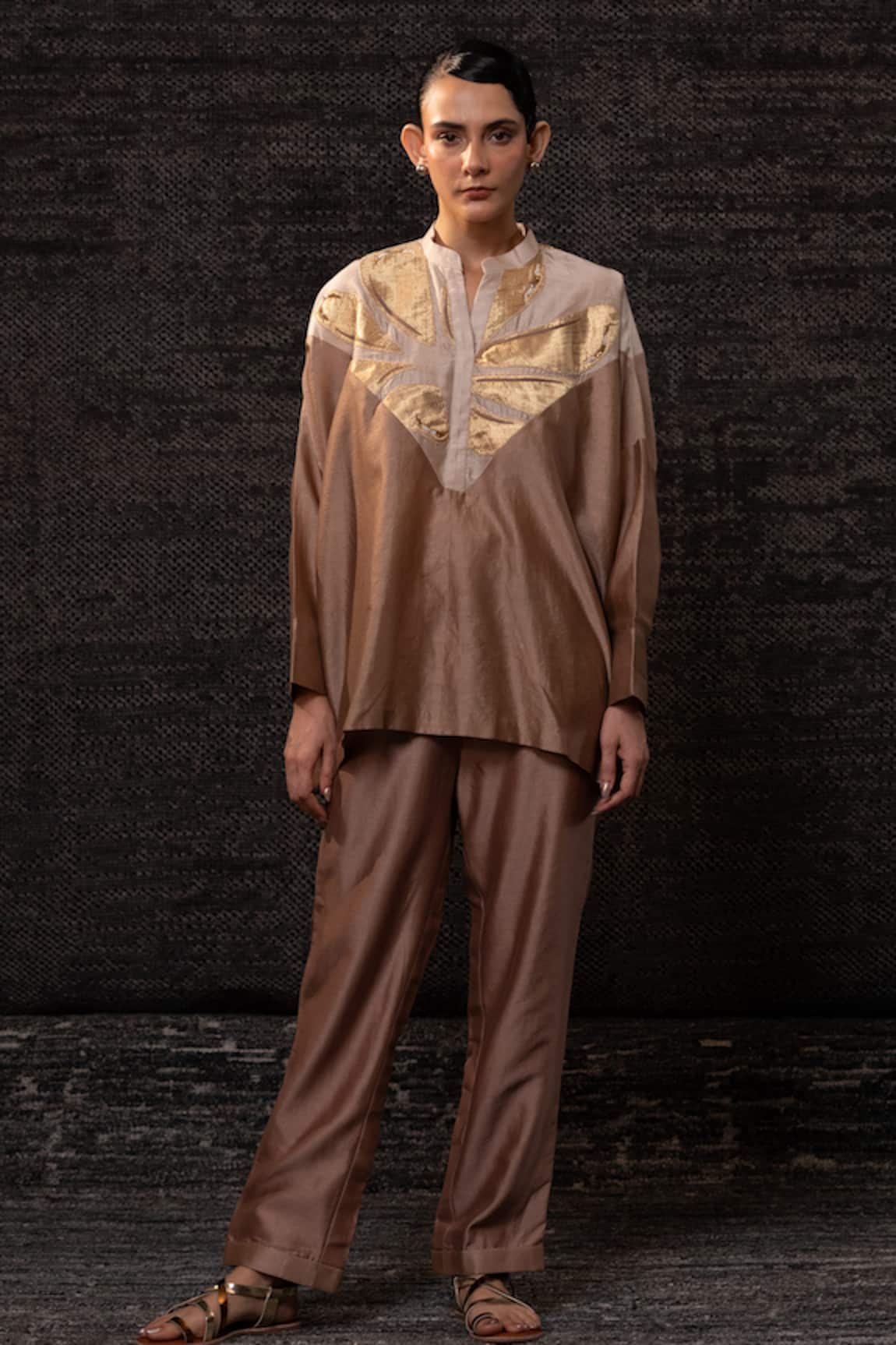 Eeda Silk Chanderi Top With Pant