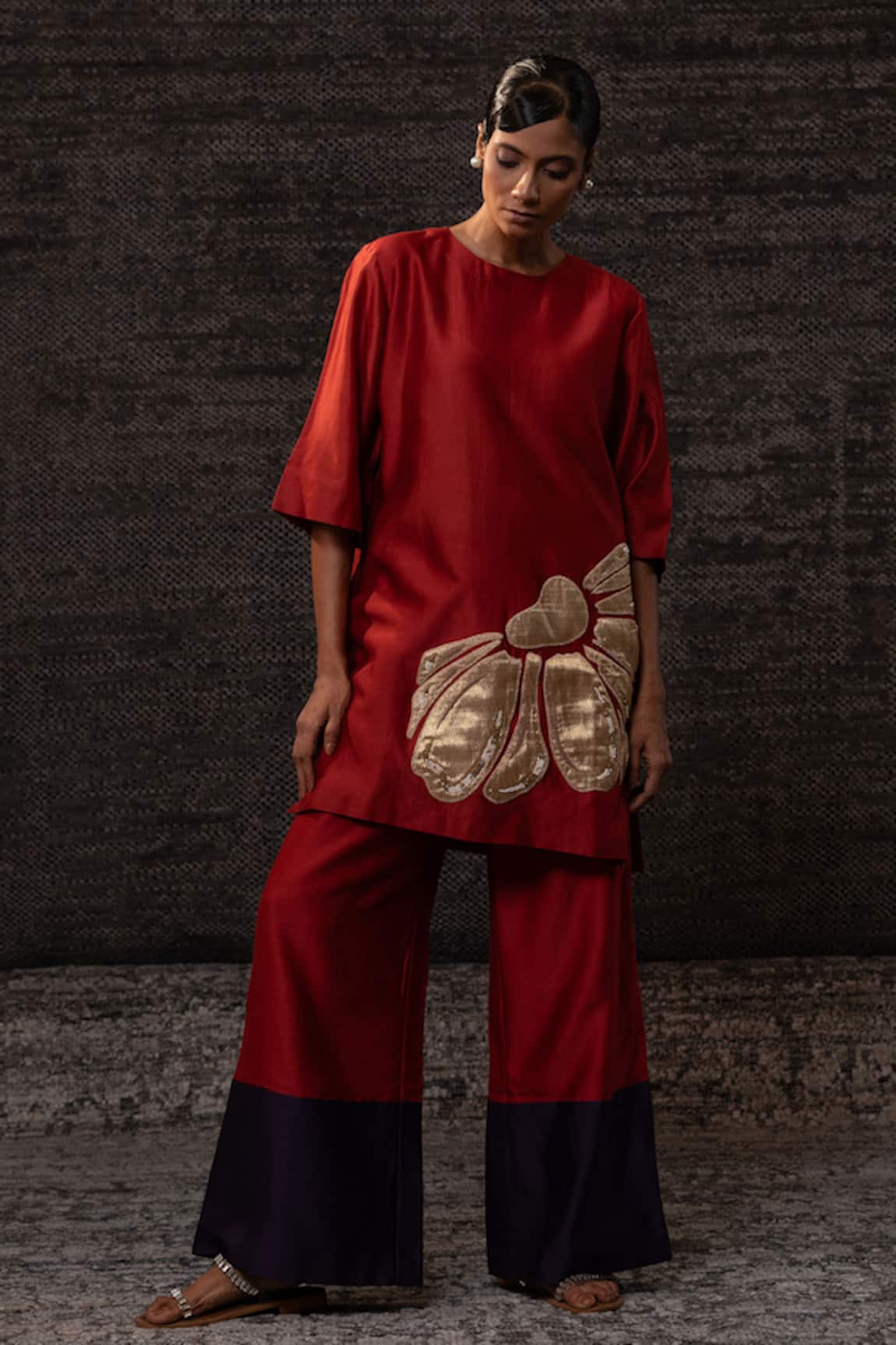 Eeda Chanderi Silk Tunic With Palazzo