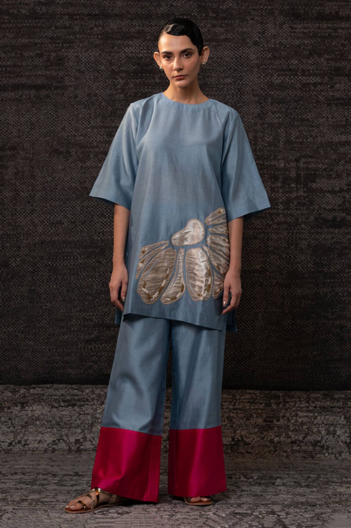 Eeda Chanderi Silk Tunic With Palazzo