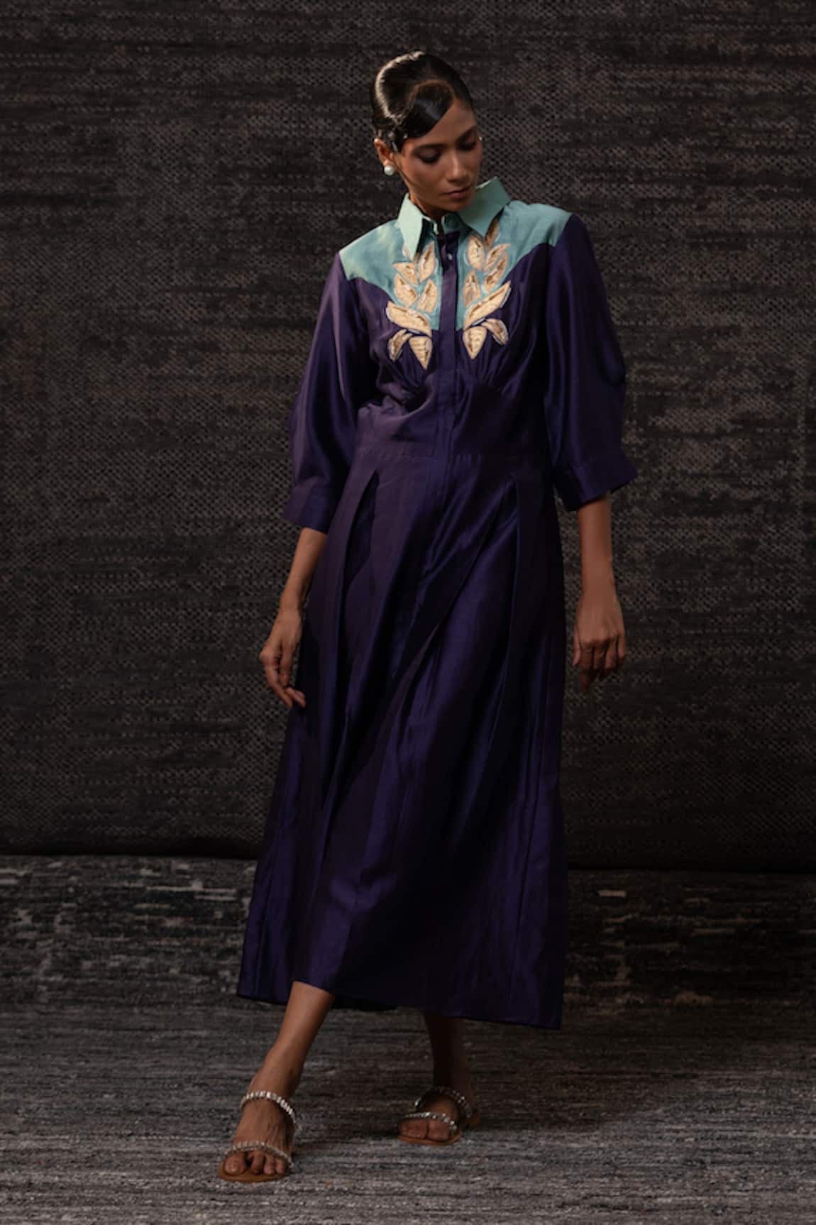 Eeda Contrast Yoke Dress