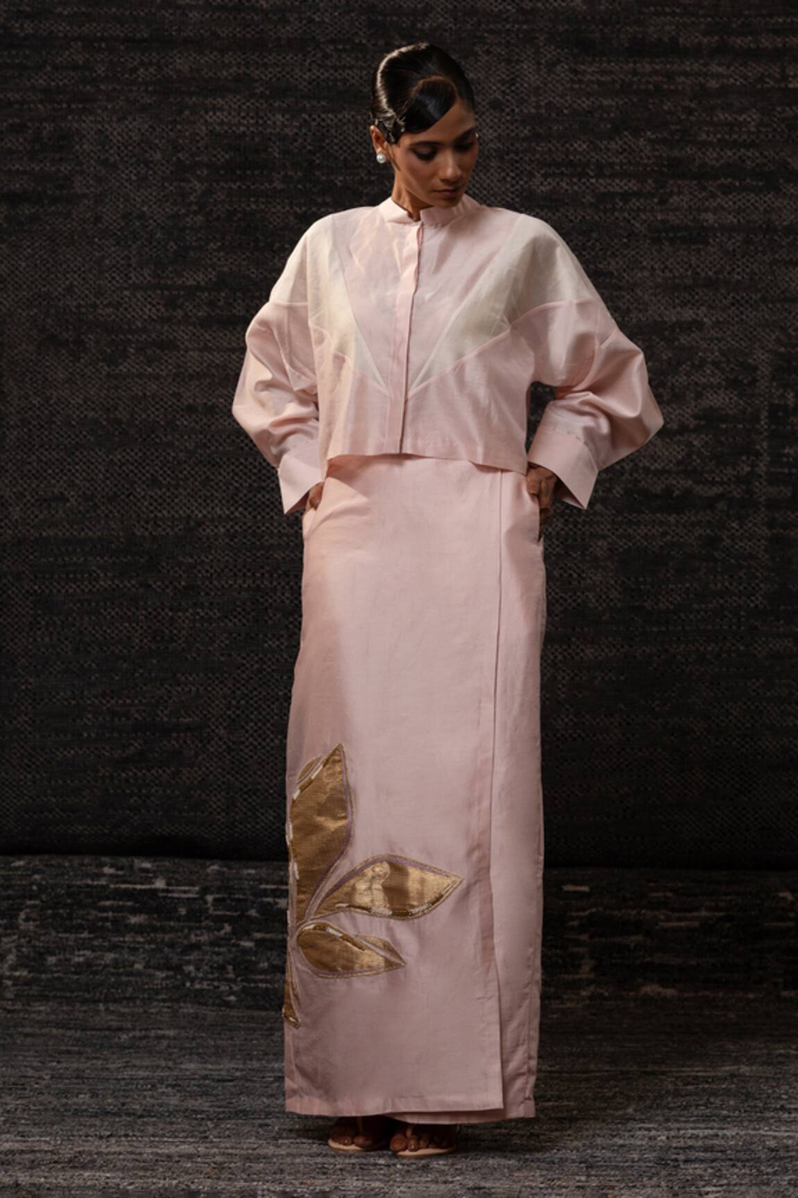 Eeda Chanderi Silk Jacket With Skirt