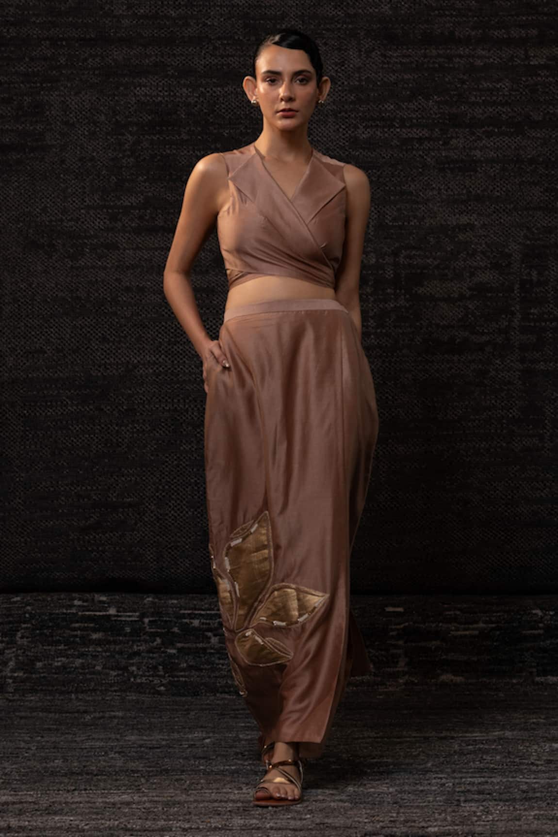 Eeda Chanderi Silk Vest With Skirt