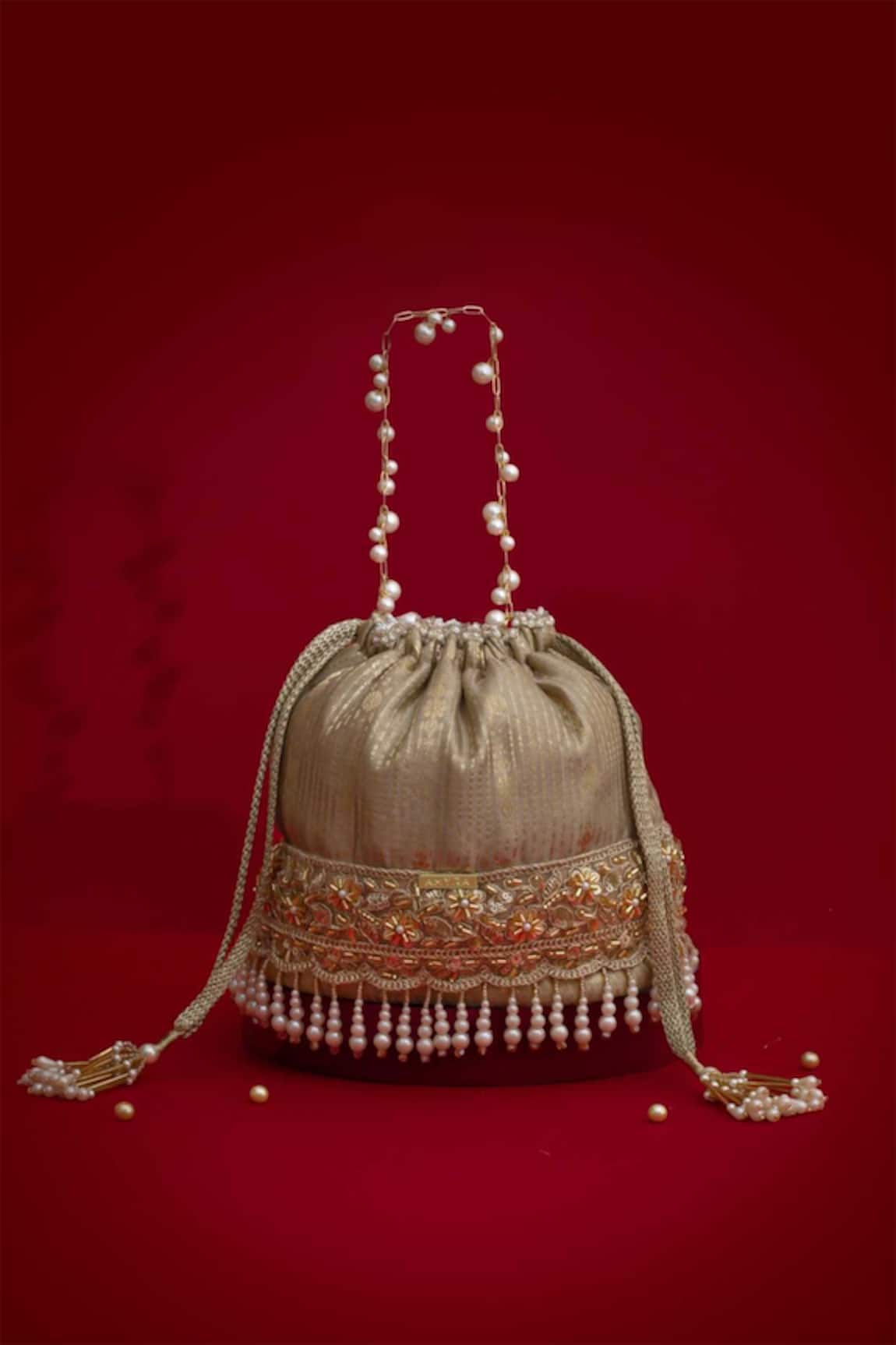 Amyra Vivaah Embellished Bucket Bag - Grey 