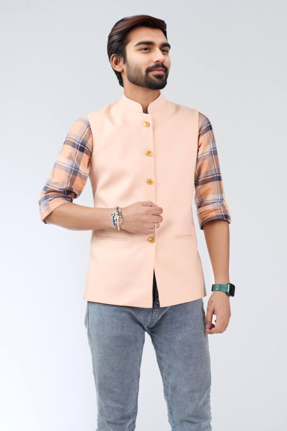 Khwaab By Sanjana Lakhani Pink Sleeveless Nehru Jacket 