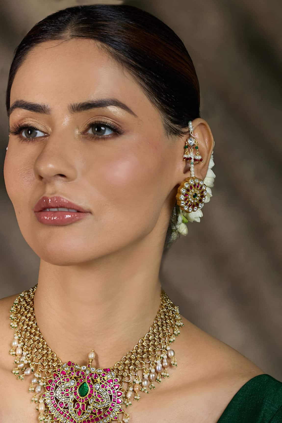 Joules By Radhika Antique Kundan Pearl Earrings 