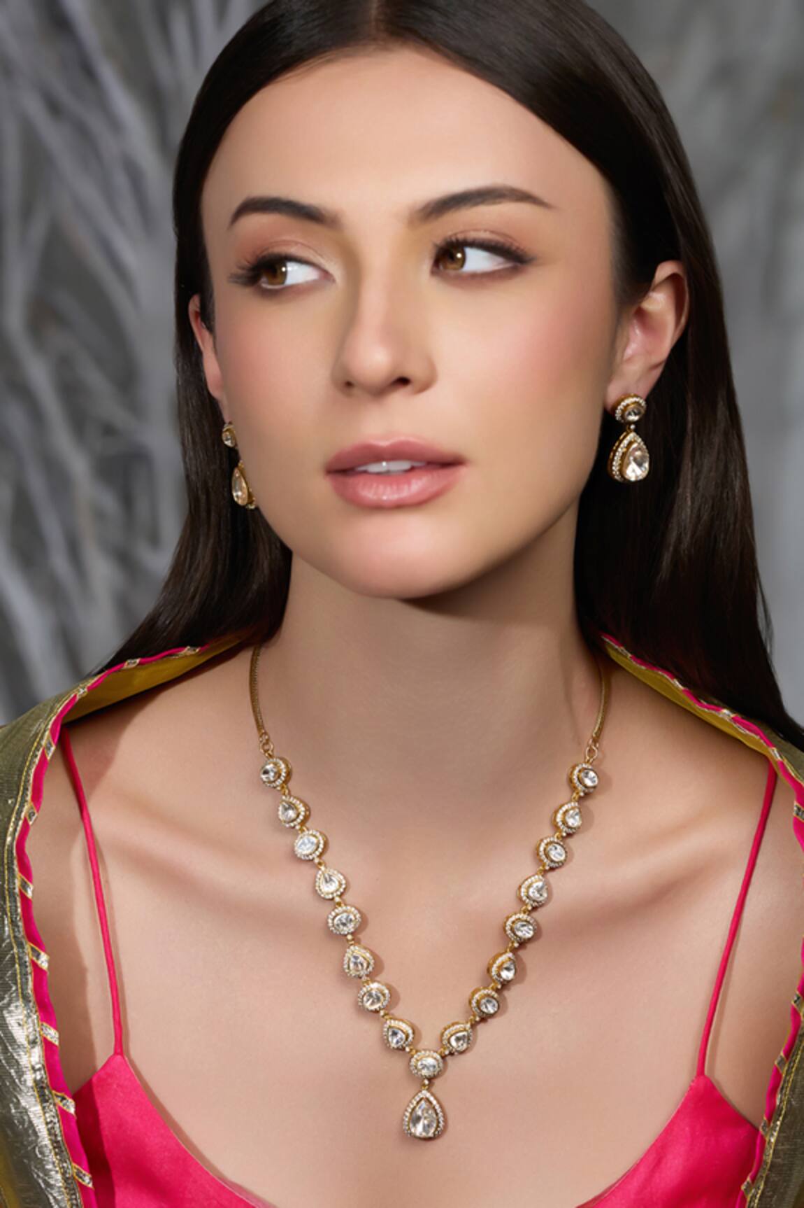 Joules By Radhika Sunehri Saaz Embellished Necklace & Earrings Set 