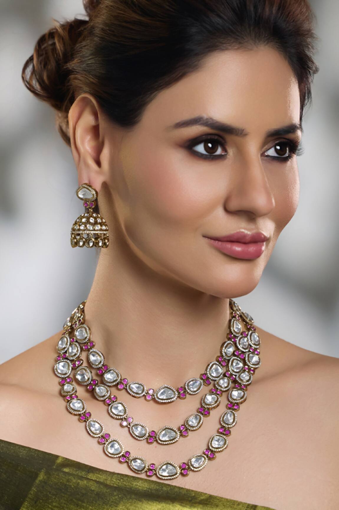 Joules By Radhika Rajvanshi Layered Kundan Embellished Necklace Set 