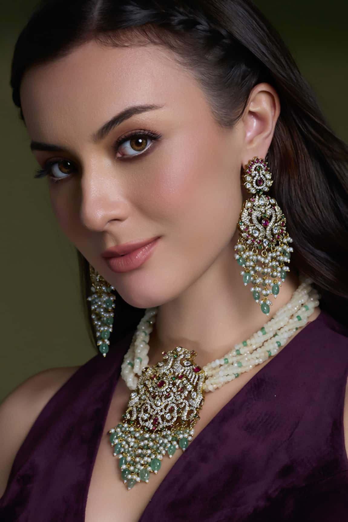 Joules By Radhika Pearl Beaded Embellished Bridal Necklace Set 