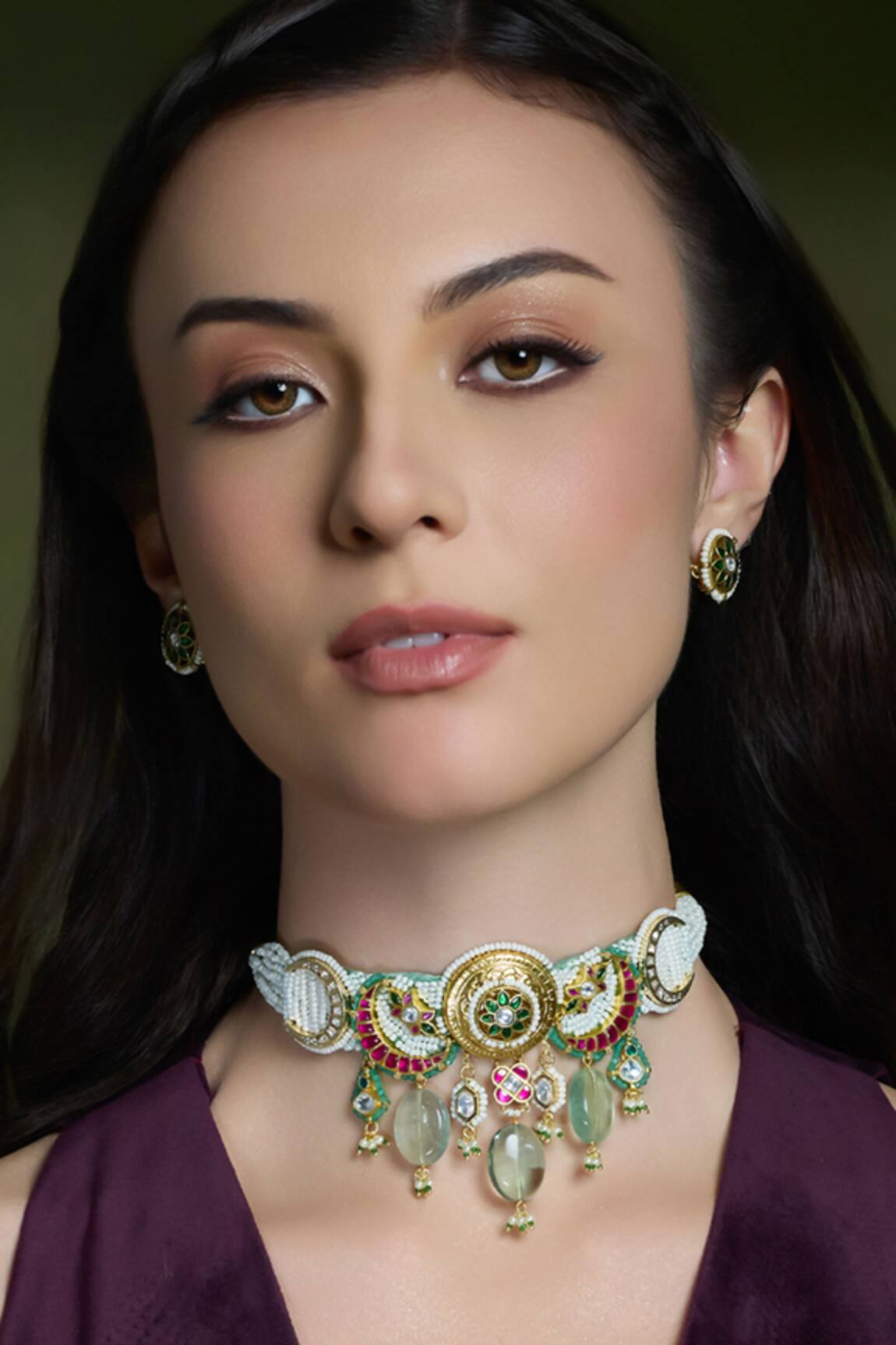 Joules By Radhika Sankalp Green Kundan Choker Set 