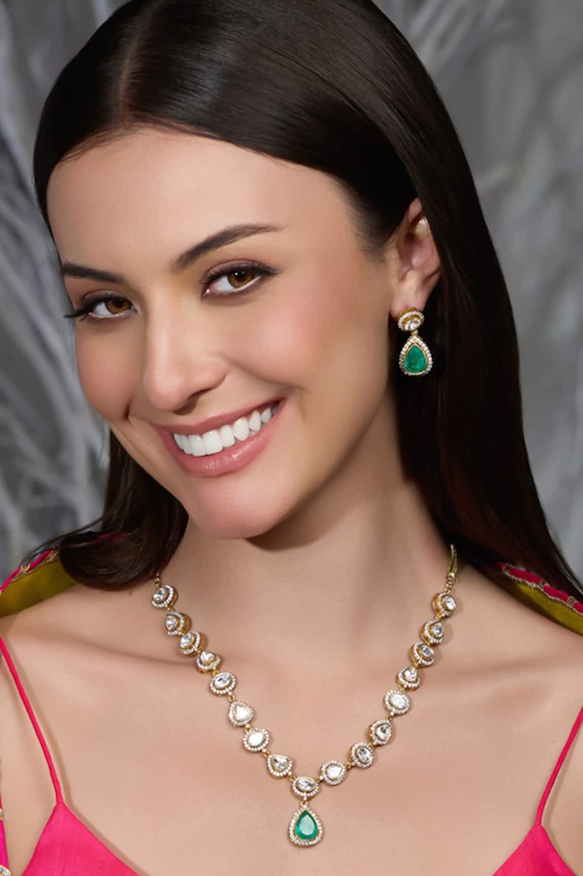 Joules By Radhika Noor Panna Drop Embellished Necklace Set 