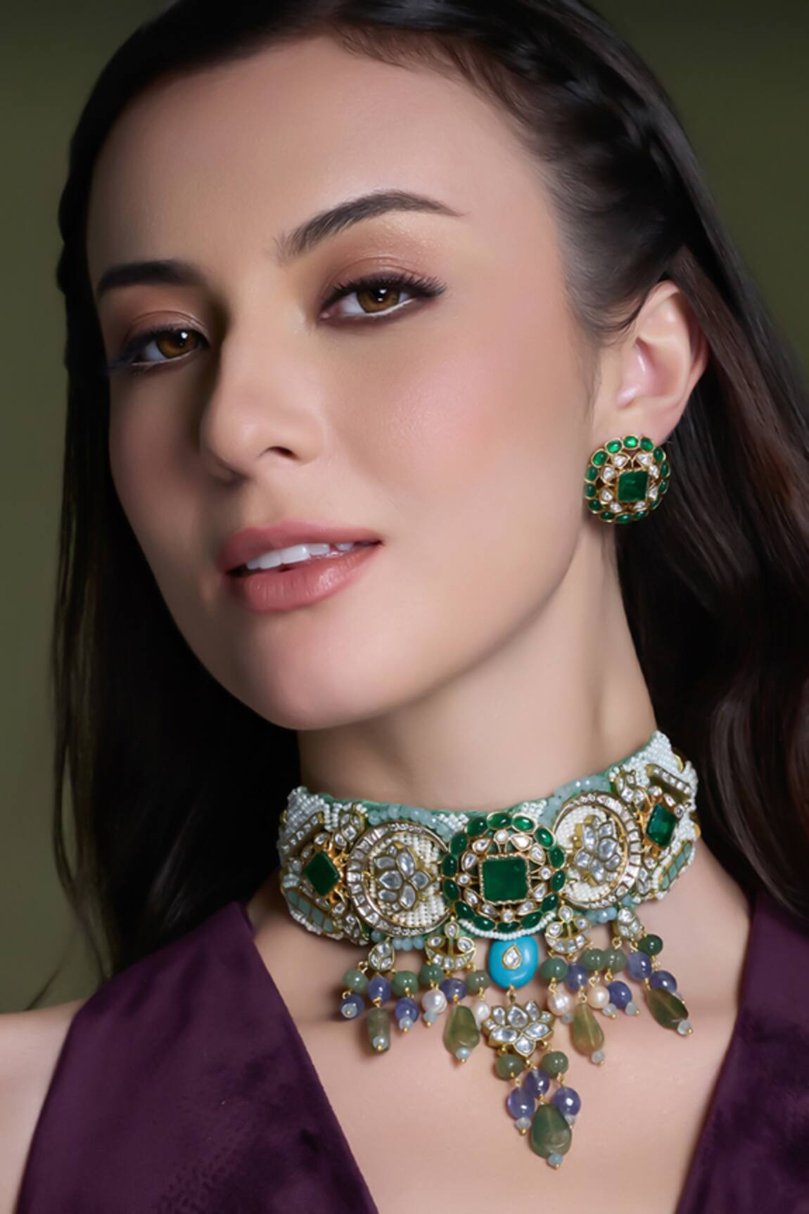Joules By Radhika Saanvi Kundan Embellished Choker Set 