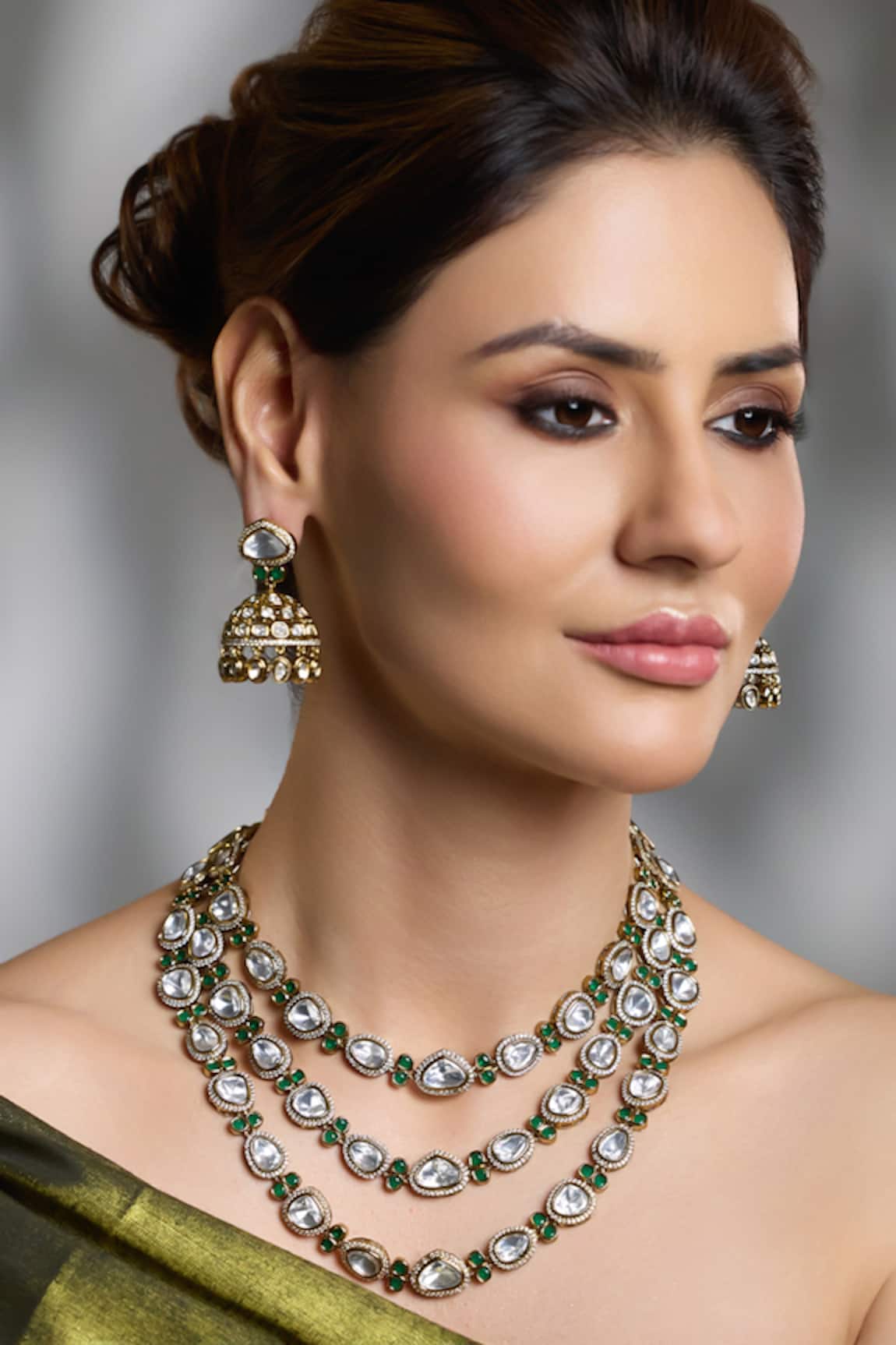 Joules By Radhika Samragi Layered Kundan Embellished Necklace Set 