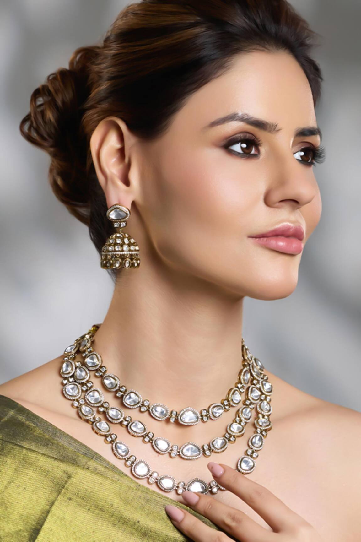 Joules By Radhika Kanaka Layered Embellished Necklace Set 