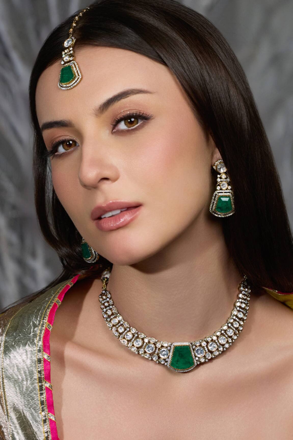 Joules By Radhika Noor E Panna Embellished Necklace Set 