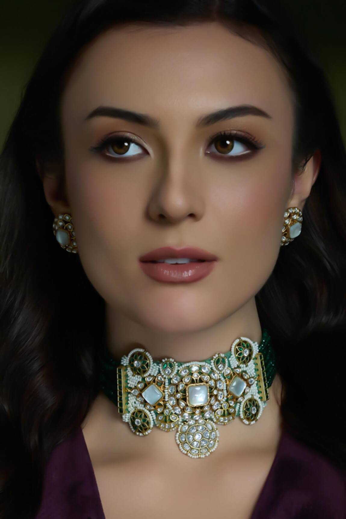 Joules By Radhika Meher Emerald Embellished Choker Set 