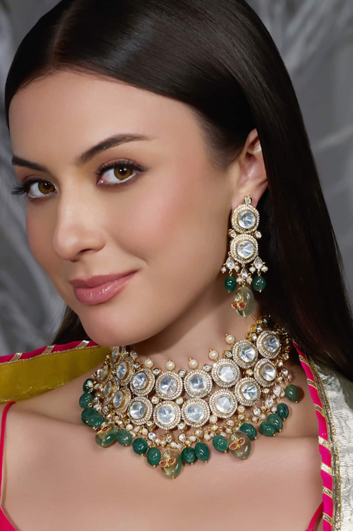 Joules By Radhika Zahra Mirror Drop Embellished Necklace Set 