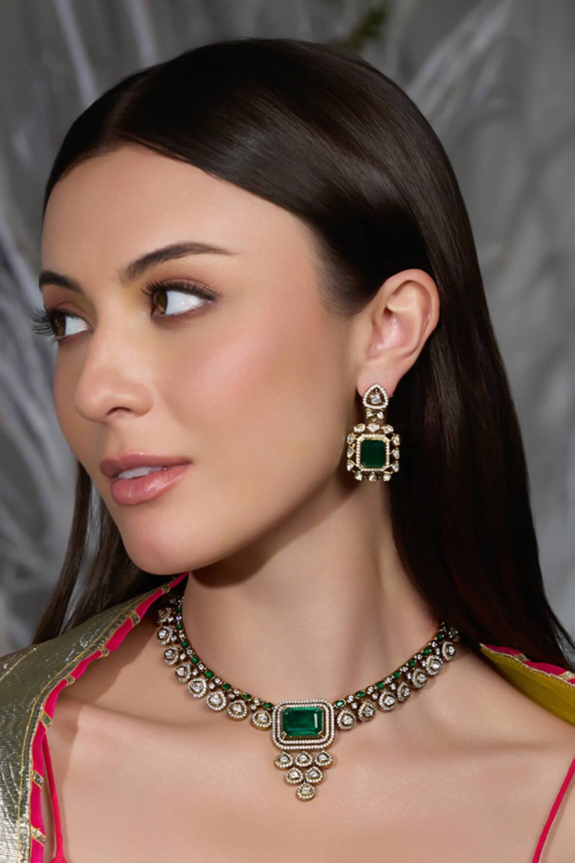 Joules By Radhika Aarohi Emerald Grace Necklace Set 