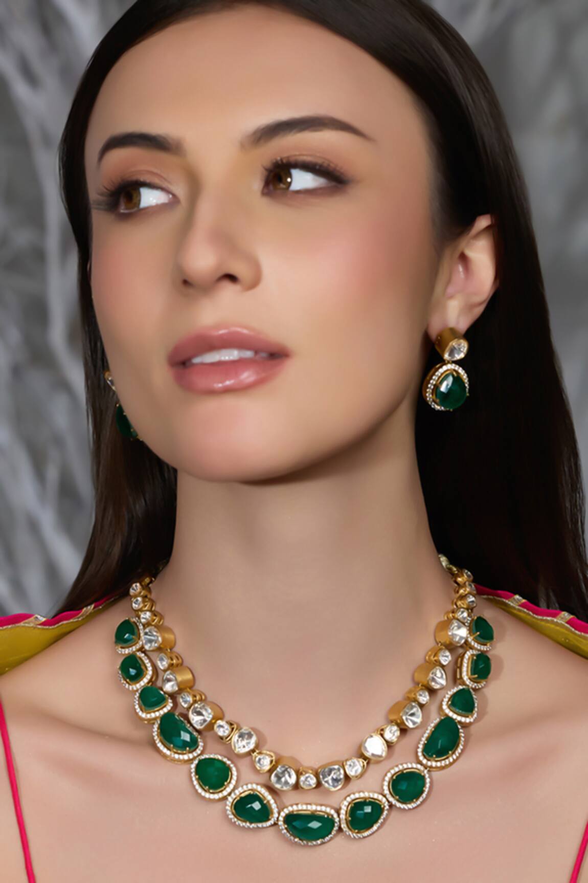 Joules By Radhika Emerald Grace Embellished Necklace Set 