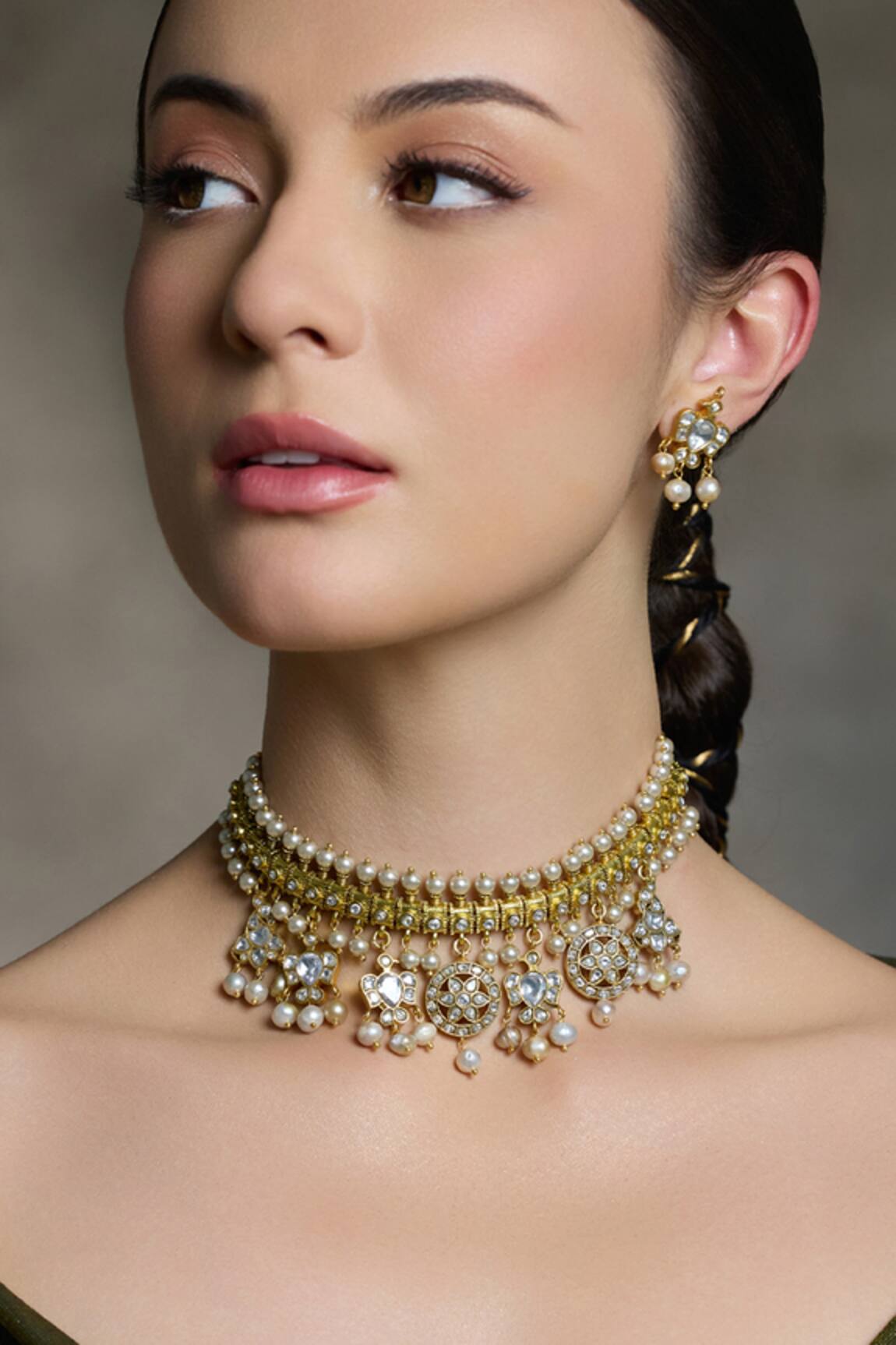 Joules By Radhika Gold Plated Pearl Embellished Necklace Set 