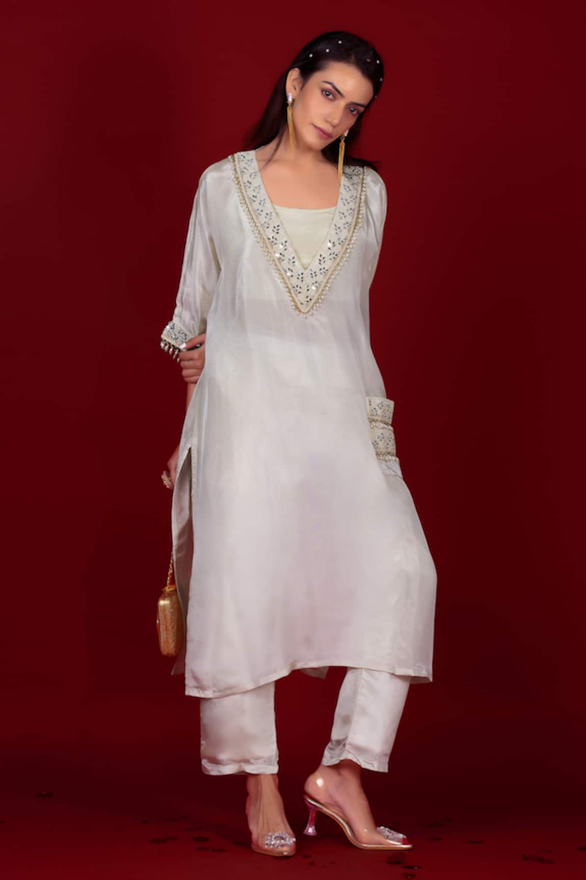 Label Niyami Embroidered Kaftan & Pant Set