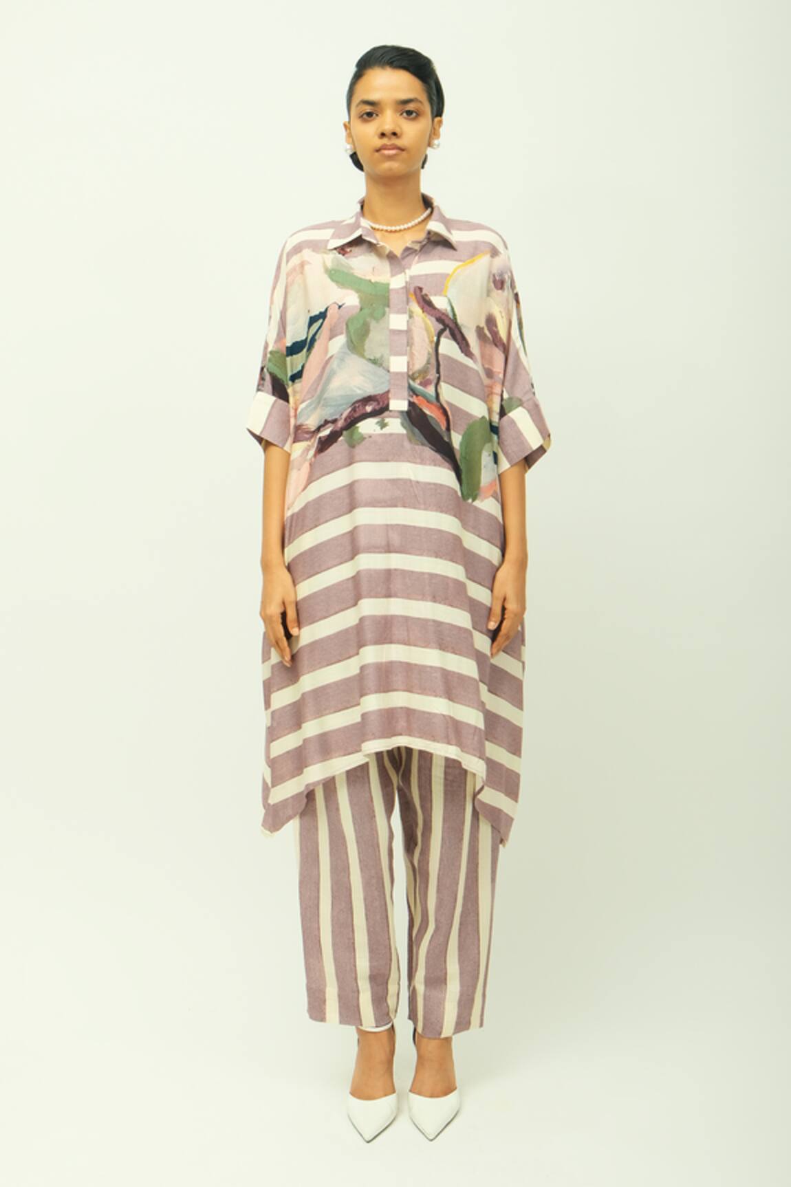 OFRIDA Melora Striped Kaftan & Pant Set 