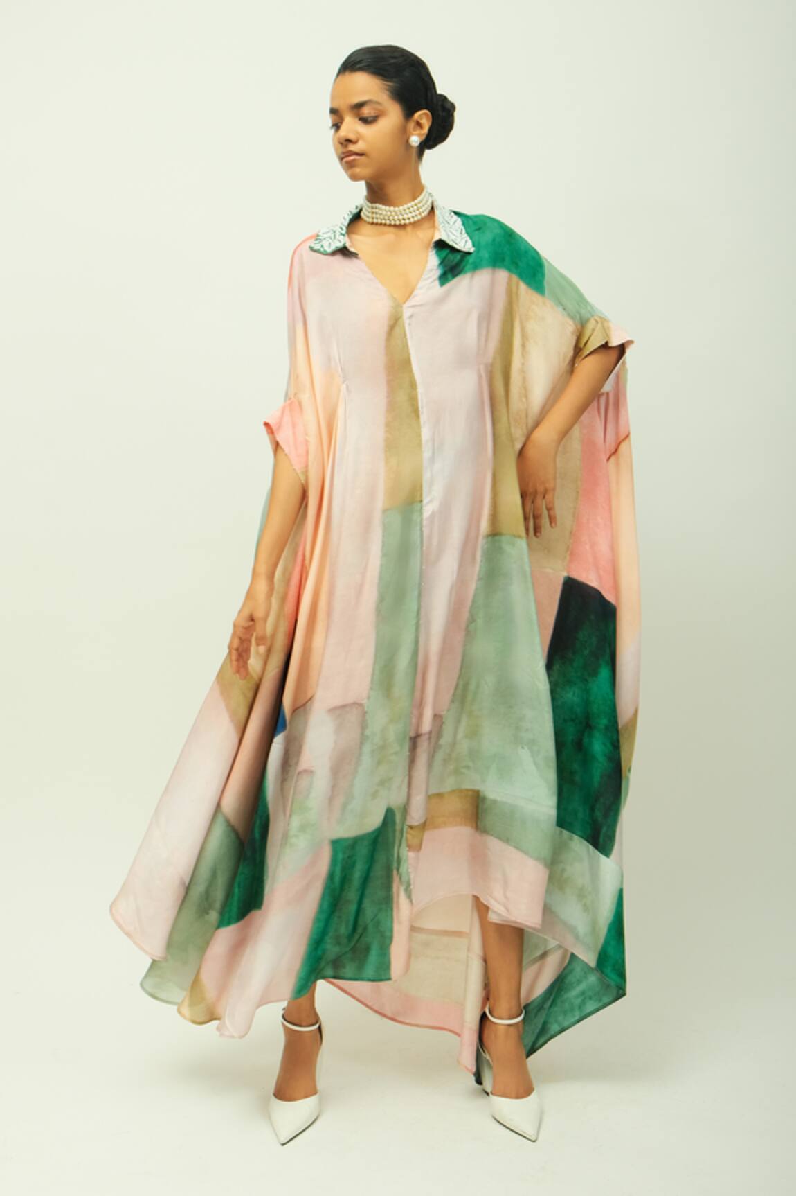 OFRIDA Azara  Hand Painted Print Kaftan 