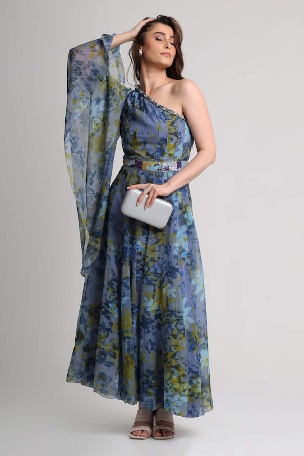 Koswi Floral Print Dress With Belt